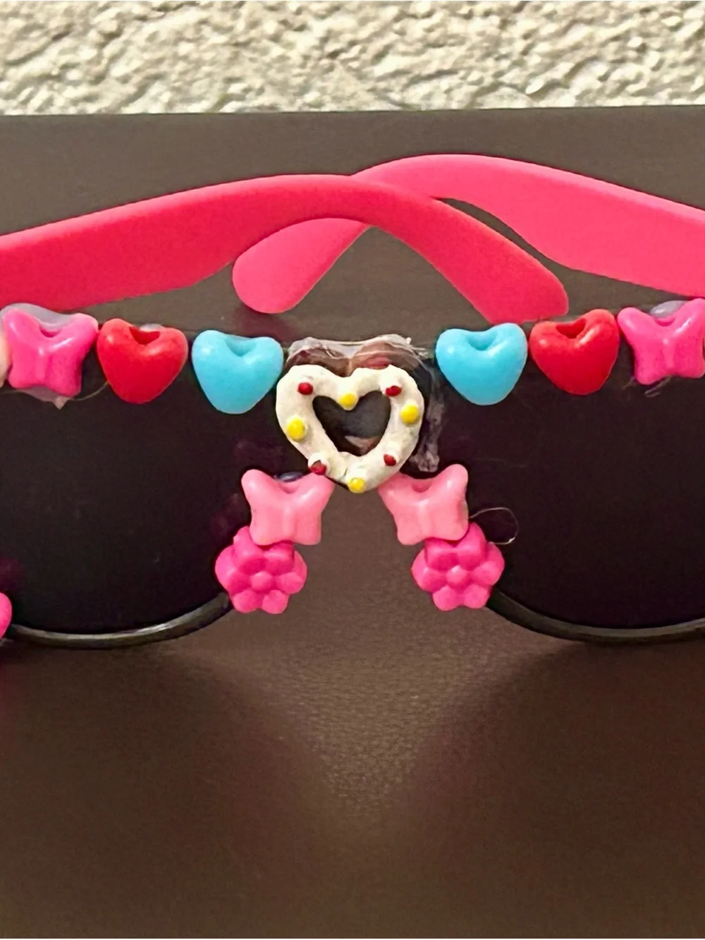 Girls Pink Decorative Heart & Flower Sunglasses